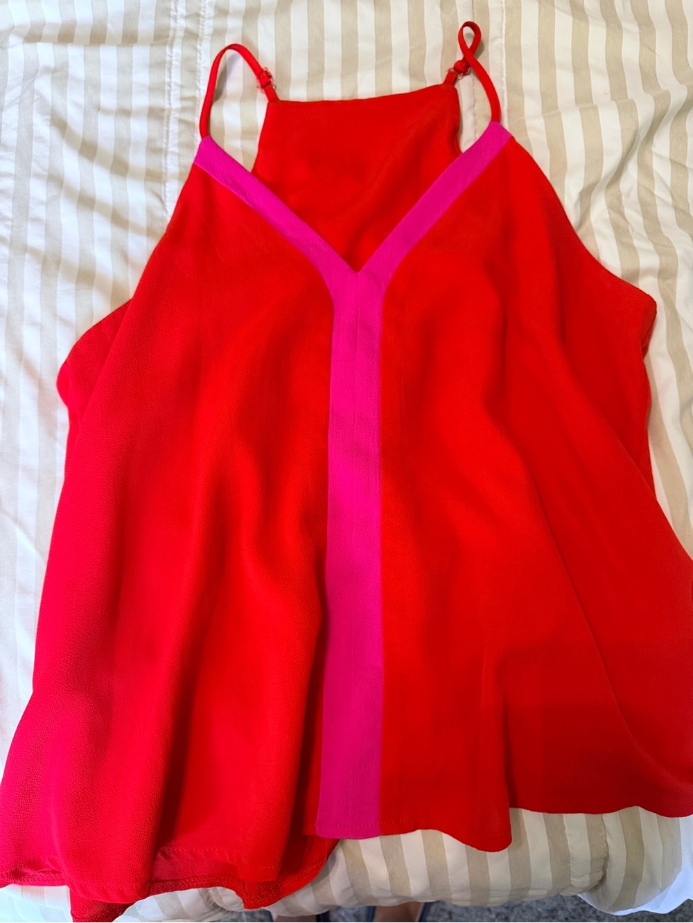 Women’s Red & Pink Contrast V-Neck Camisole Top